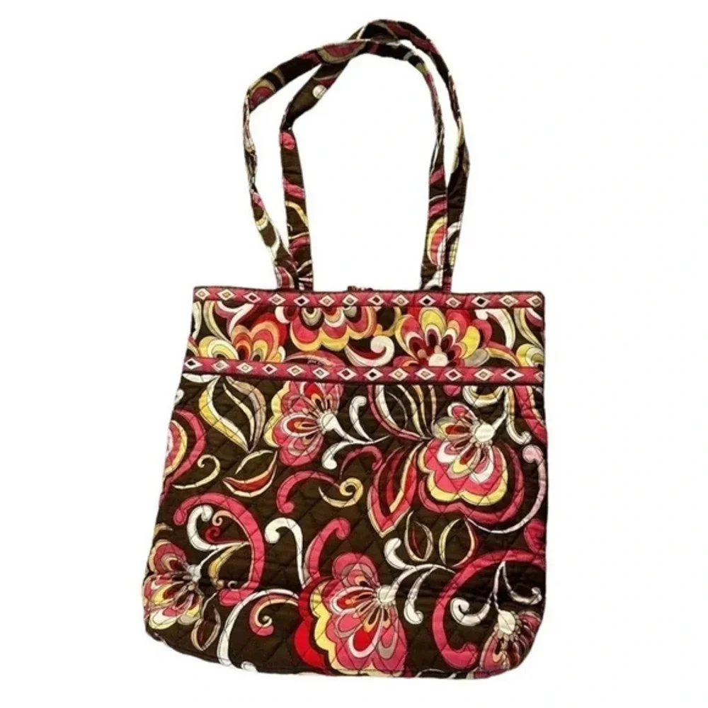 Vera Bradley Tote Bag Medium Multicolor Floral Quilted Cotton Toggle Closure‎